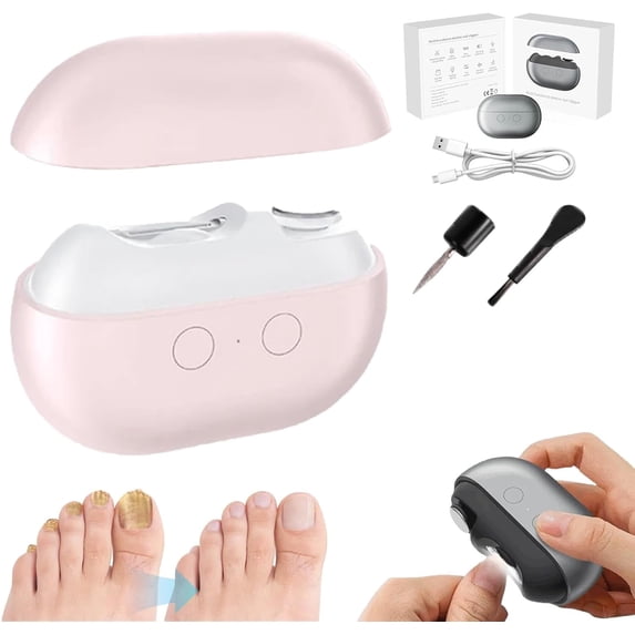 Fanyil Easy Clip Nail Clippers - 2026 Easyclip Smart Nail Clipper for Seniors, Electric Nails Care Tool with LED Light & Storage Box, Painless Toenail Trimmer for Thick Nails, Arthritis (Pink)