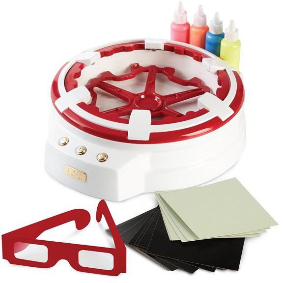 FAO Schwarz Amazing 3D Spin Art Toy Set For Children, 7-Piece Spinning Liquid Painting Kit For Preschoolers, Educational, Creative & Stimulating 3D Drawing, With Protective Glasses & 4 Neon Colors