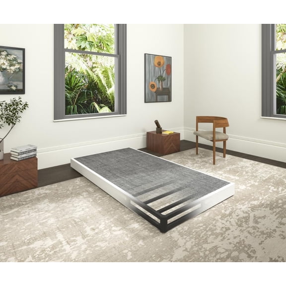 Faoide 5 Inch Heavy Duty Metal Box Spring Twin Size, Low Profile Twin Mattress Foundation Bed Base, 2500 lbs Weight Capacity, Easy Assembly, Easy Clean Fabric Cover, Black