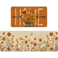 thumbnail image 1 of Faptoena Fall Thanksgiving Kitchen Rugs Set of 2, Sweet Home Sunflowers Farmhouse Floor Mats Non-Skid Washable for Kitchen Decor (17"x47"+17"x30"), 1 of 7