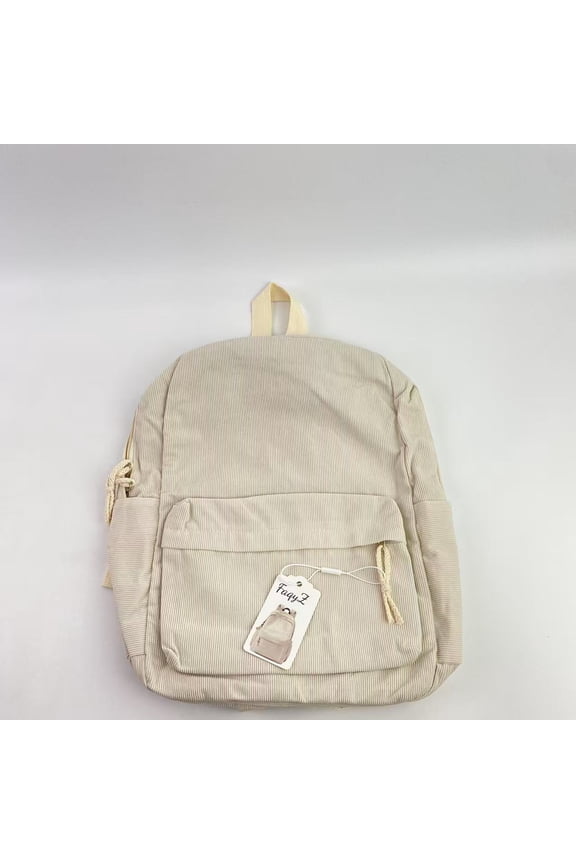Haversacks,Cute corduroy backpack, laptop bag, solid color (white)