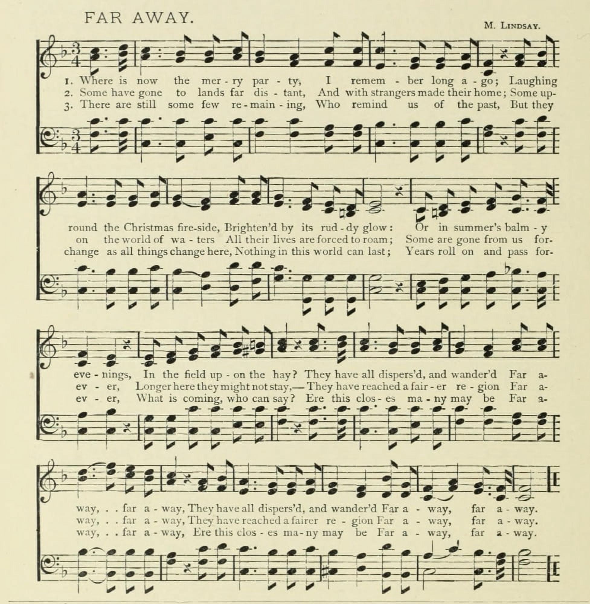 Far Away Christmas in Song 1891 Canvas Art -  (18 x 24)