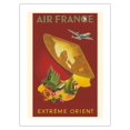 thumbnail image 1 of Far East (Extréme Orient) - France - Vintage Airline Travel Poster by G. Dumas c.1950 - Fine Art Matte Paper Print (Unframed) 24x32in, 1 of 4