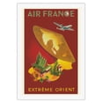 thumbnail image 1 of Far East (Extréme Orient) - France - Vintage Airline Travel Poster by G. Dumas c.1950 - Fine Art Rolled Canvas Print 27in x 40in, 1 of 4