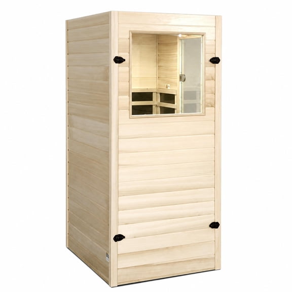 Far Infrared Sauna Room, European Aspen Wood, 5 Heating Panels, 905W, 60 in Tall, Bluetooth Speaker, Digital Display, Home Spa