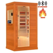 Seizeen Far Infrared Home Sauna 360°Heating w/Independent Floor Heating, Ambient Lights, Dual Speakers, Tablet Holder, 900W