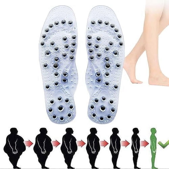 Far Infrared Tourmaline Acupressure Insoles, Magnetic Insoles, Acupressure Insoles, Tourmaline Acupressure Reflexology Insole, Improve Blood Circulation (White,S-25CM)