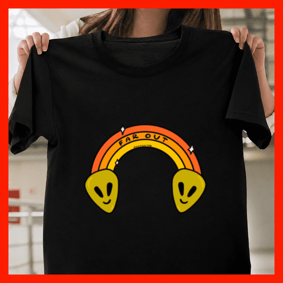 Far Out 70s Psychedelic Groovy Hippie Retro Typography Unisex T-Shirt, S-3XL