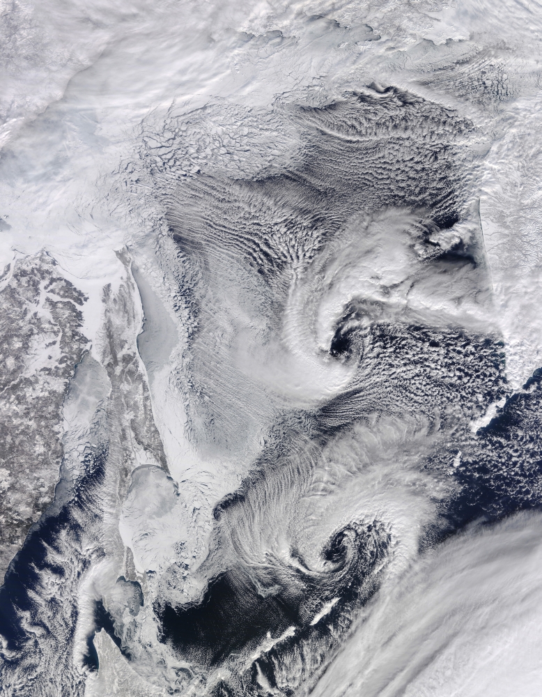 Far eastern Russia covered in snow ice and clouds Canvas Art - Stocktrek Images (25 x 33)