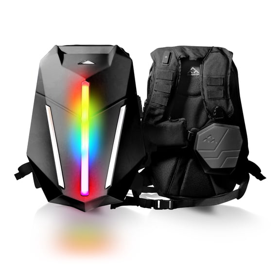 FarMyth Zealot Armor Hardshell Multicolor App-Controlled LED Motorcycle Backpack with Crash Protection, Waterproof, 30-75L Helmet Storage, Password Lock, Void Black
