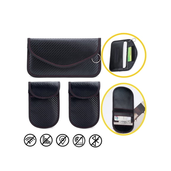 LANGSONGHONG Faraday Bag 3-Pack Key Fob Protector for Cars | RFID Signal Blocker, Anti-Theft Hacking Prevention | Car Security Pouch