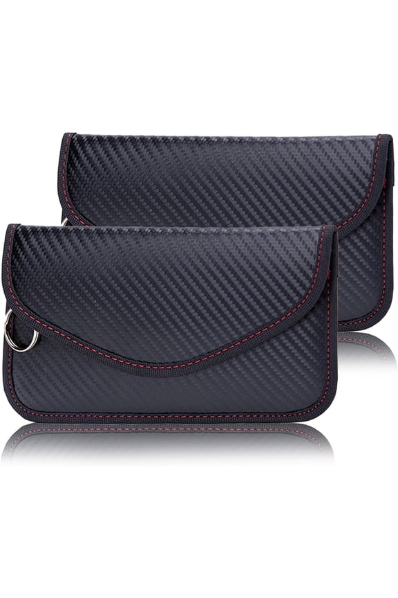 Faraday Bag for Key Fob, 2 Pack Car Key Pouches Leather Keyless Entry Case Car Keys Safe Protector RFID Anti-Theft Signal Blocking Cages Key Blocker Bags