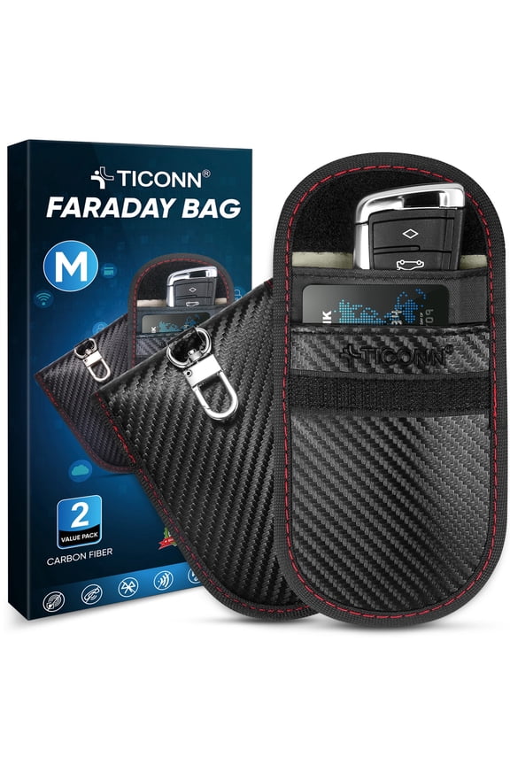 2pk Faraday Bags for Car Keys, RFID Signal Blocking Pouch, Carbon Fiber