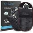 thumbnail image 1 of Faraday Bag for Key Fob (2 Pack), TICONN Faraday Cage Protector - Car RFID Signal Blocking, Anti-Theft Pouch, Anti-Hacking Case Blocker (Carbon Fiber Texture)…, 1 of 7