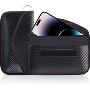 Faraday Bag for Phones and Car Keys, 2 Pack RFID Signal Blocking Bag, Carbon Fiber Material Shielding Case for Cell Phone Privacy Protection & Key Fob, Anti-Tracking Anti-Hacking Case Blocker