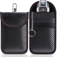 thumbnail image 1 of Faraday Bag for Phones and Car Keys, 2 Pack RFID Signal Blocking Bag, Carbon Fiber Material Shielding Case for Cell Phone Privacy Protection & Key Fob, Anti-Tracking Anti-Hacking Case Blocker, 1 of 9