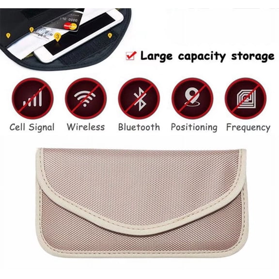 Faraday Bag, RFID Signal Blocking Bag Shield Pouch for Cell Phone and Car Key FOB Protector, Privacy Protection, Anti-Hacking - Khaki