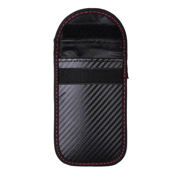Faraday Bag for Car Keys, Carbon Fiber Key Fob Signal Blocker Pouch, Anti-Theft RFID Signal Blocking Case for Keyless Entry Vehicle Security, Black