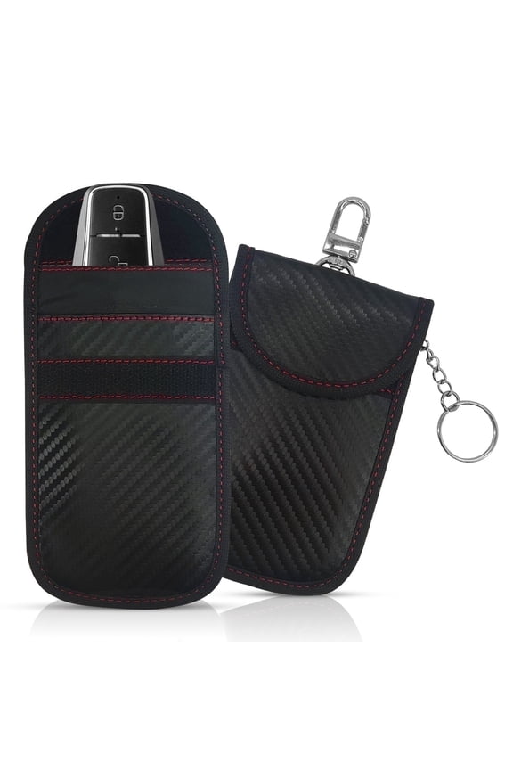 Faraday Bag for Key Fob, Signal Blocking Faraday Cage, Double-Layers of Shielding Carbon RFID Key Fob Protector Case 2Pack