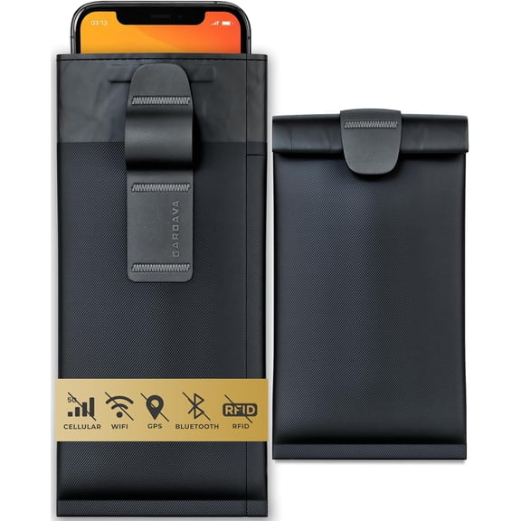 Faraday Bag for Phones - RFID Signal Blocking Pouch, Cage Cell Phone Case, Key Fob Protector, 3rd Party Tested Black