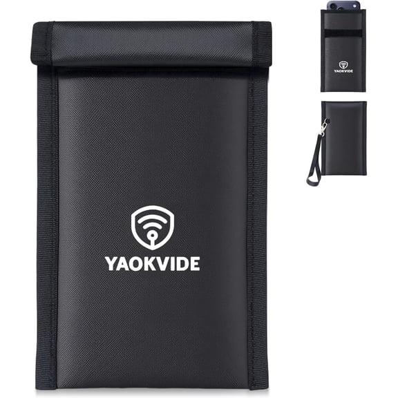 Faraday Bags for Phones & Car Keys  Fireproof, Waterproof Scratch-Resistant, RFID Blocking Pouch with Detachable Wrist Strap, Blocks Bluetooth/WiFi/GPS Signals