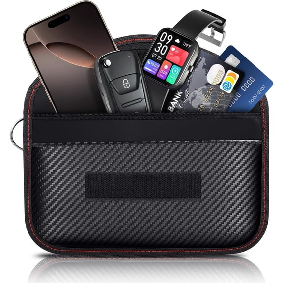 Faraday Bags for Phones & , 2 Pack Signal Blocking Pouch - Anti- RFID/GPS//WiFi/5G Shielding Case, Carbon Fiber Protection for Key Fob