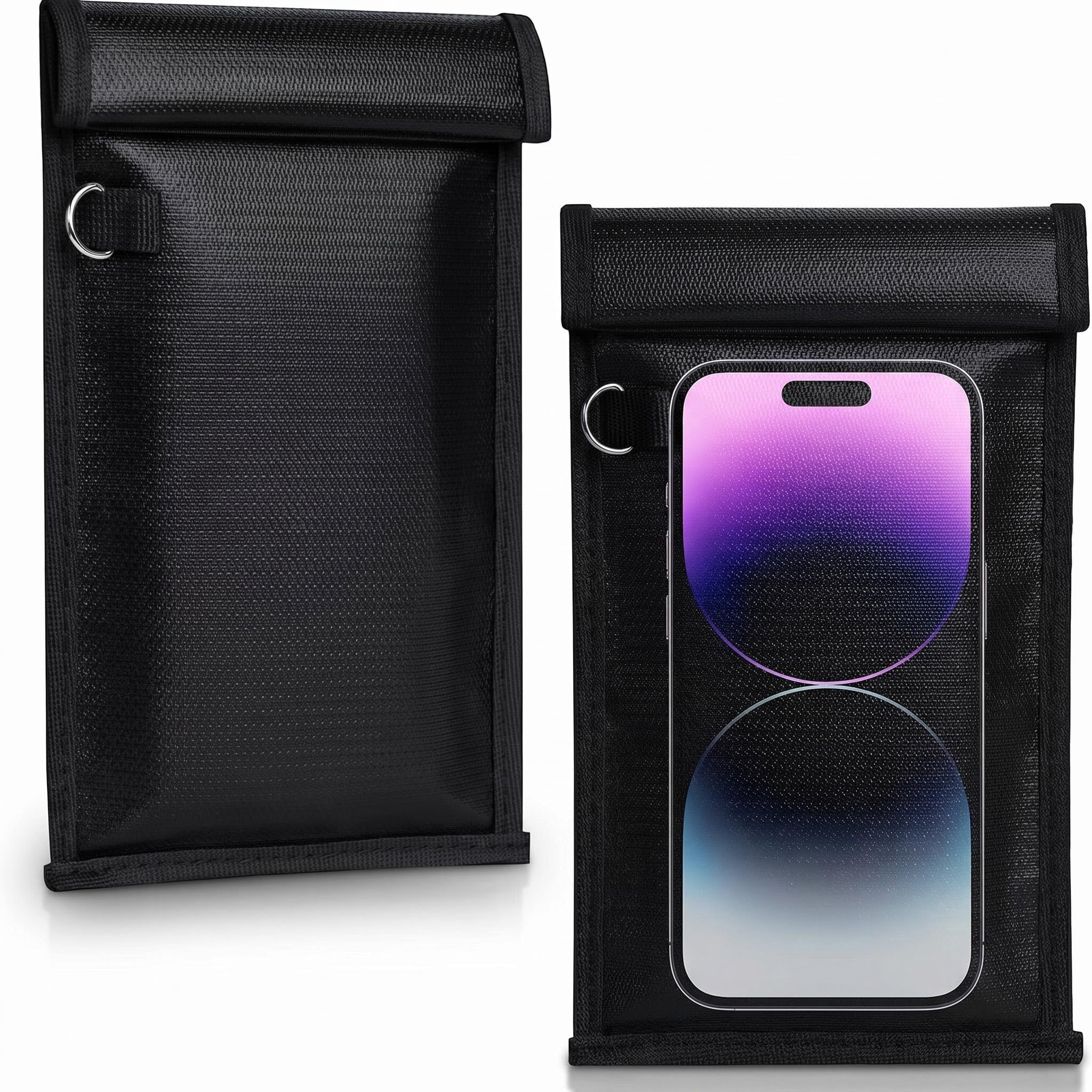 Faraday Bags for Phones and Car Key 2 Pack, Signal Blocking Pouch, Cell Phone Signal Jammer, Car Key/WiFi/RFID/GPS Signal Blocker Black (m)