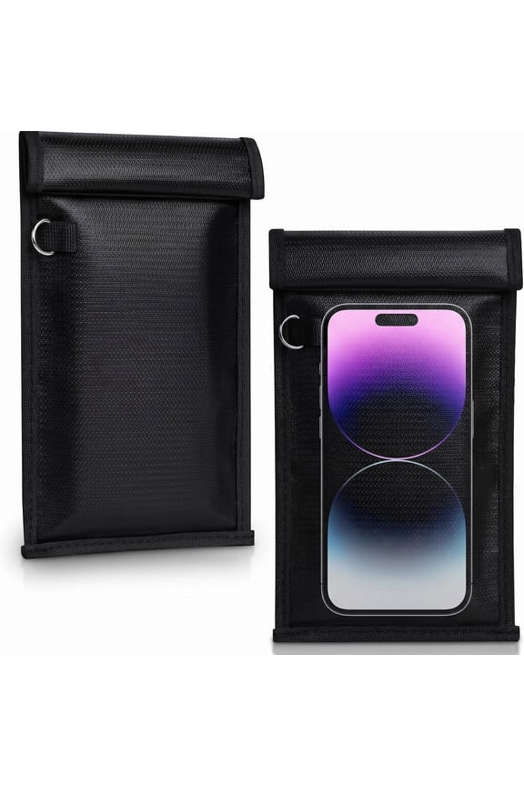 Faraday Bags for Phones and Car Key 2 Pack, Signal Blocking Pouch, Cell Phone Signal Jammer, Car Key/WiFi/RFID/GPS Signal Blocker Black (m)