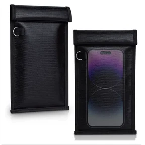 Faraday Bags for Phones and Car Key 2 Pack, Signal Blocking Pouch, Cell Phone Signal Fiber Jammer, Car Key/WiFi/RFID/GPS Blocker Black Color