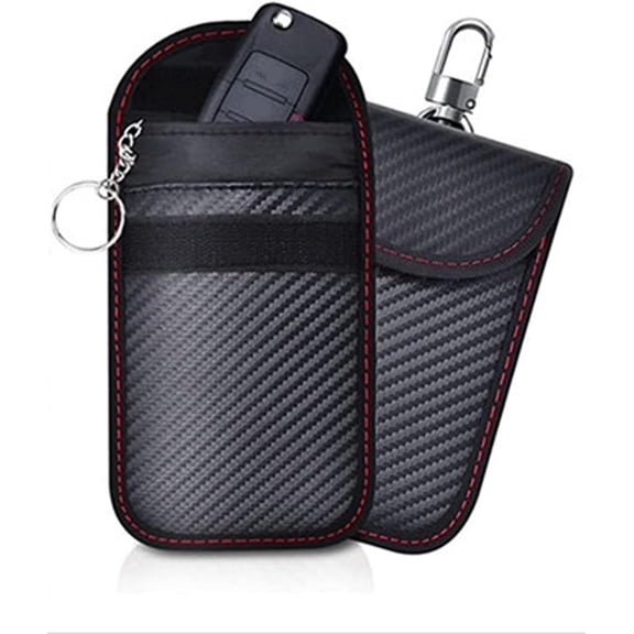 Faraday Box for Car Keys with 2 Key Pouches, Signal Blocking RFID Anti-Theft Protector, No Power Needed (PU Material)
