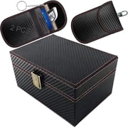 Faraday Box & 2 Pack Faraday Bag for Key Fob Protector, Faraday Cage Key Fob Signal Blocker Faraday Key Fob Protector Faraday Pouch RFID Box for Car Keys