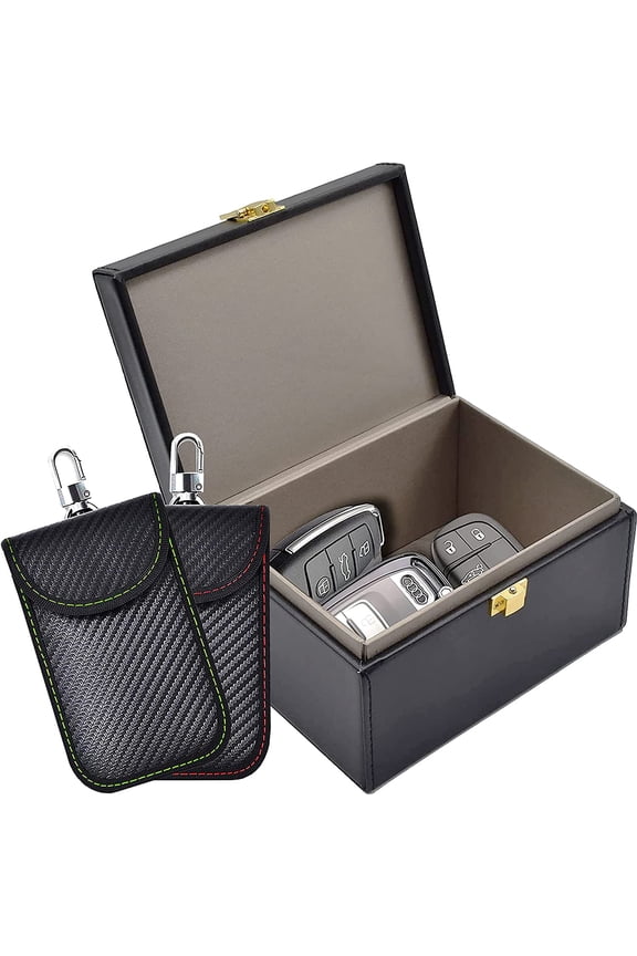 Faraday Box & 2 k Faraday Bag for Key Fob Protector, Faraday Cage Key Fob Sial Blocker Faraday Key Fob Protector Faraday Pouch RFID Box for Car Keys