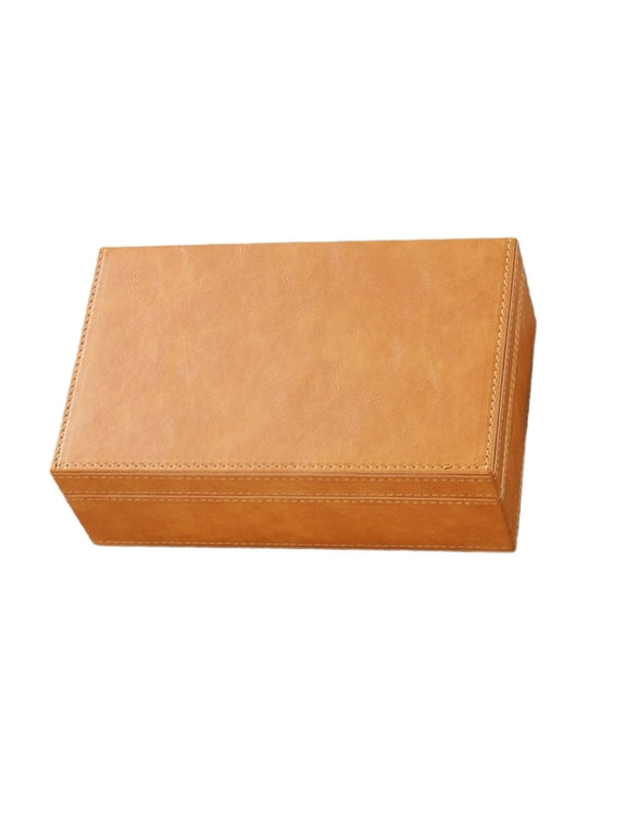 Faraday Box for Car Keys Signal Blocking Pouch Leather & Wood Keyless Entry Organizer Storage for Home Office Car Yellow