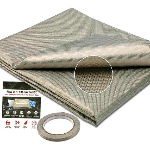 Faraday Fabric 43.3"x98" Faraday Cloth with 0.6''W Faraday Tape for DIY Faraday Cage,Military Grade Blocking Cloth for WiFi,Cell,Bluetooth,RFID,EMP Protection
