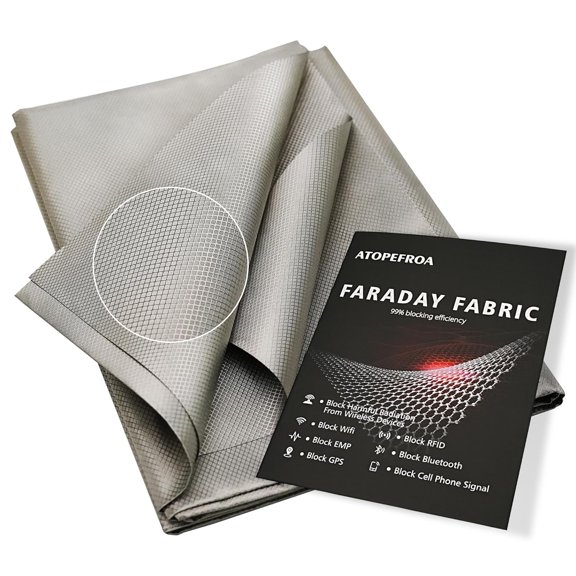 Faraday Fabric, DIY Faraday Bags/Faraday Cage, Military Grade EMF/EMP Protection Shield, 43" x 79" Faraday Cloth + 2" x 79" Faraday Tape, Signal Blocker for Cell Phone/WiFi/GPS/RFID/Bluetooth