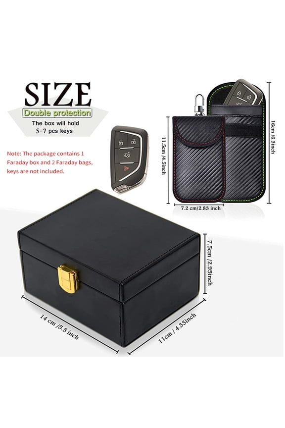 Faraday Faraday Box With 2 Pack Faraday Pouch, Key Fob Protector, Keyless Entry Car Key Safe Protector RFID Anti-Theft Signal Blocking Cage For Car Keys