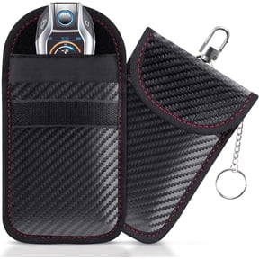 Faraday Pouch for Car Keys, Car RFID Signal Blocking Holder, Key Fob Protector, Double-Layers of Shielding Carbon Fiber Material Anti-Theft Faraday Pouch(2 Pack)
