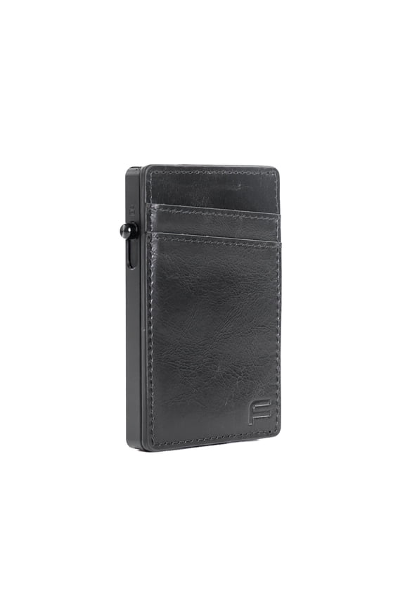 Faraday Wallet - RFID Blocking | Aluminum Credit Card Holder | Slim Minimalist | Locking Button Release | MagSafe Compatible | Money Clip | Genuine Leather Y101