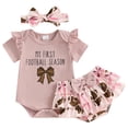 thumbnail image 1 of Faraee 0-18 Months Newborn Infant Baby Girl Clothes Ruffle Short Sleeve Romper Shorts Set Bowknot Floral Summer Outfits Light Pink, 1 of 5