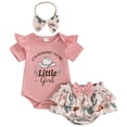 thumbnail image 1 of Faraee 0-18 Months Newborn Infant Baby Girl Clothes Ruffle Short Sleeve Romper Shorts Set Bowknot Floral Summer Outfits Pink, 1 of 5