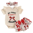 thumbnail image 1 of Faraee 0-18 Months Newborn Infant Baby Girl Clothes Ruffle Short Sleeve Romper Shorts Set Bowknot Floral Summer Outfits Red, 1 of 5