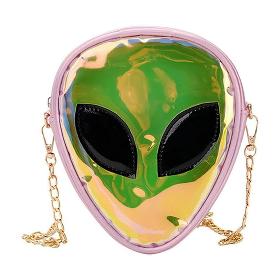 Faraee Alien Hologram Crossbody Bag Glitter Shoulder Purse with Chain Strap for Kids Teen Girls Women