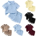 thumbnail image 1 of Faraee Baby Boy Clothes Toddler Summer Outfits Button Short Sleeve Collared Tops and Shorts Set 2Pcs Kids Casual Loose Clothing 6 9 12 18 24 Months 2t 3t Black, 1 of 7
