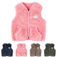 thumbnail image 1 of Faraee Baby Boys Girls Zip Up Fleece Vest Cute Bear Print Toddler Fuzzy Fall Winter Outwear Size 3M-4T,Blue, 1 of 9