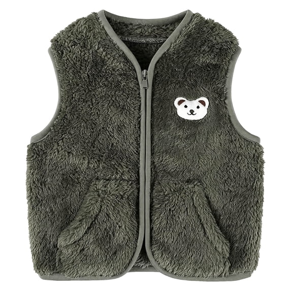 Faraee Baby Boys Girls Fleece Vest Zip Up Cute Bear Jackets 3 6 12 18 24 Months Fuzzy Fall Winter Warm Clothes Newborn Outwear for 2T 3T 4T Toddler Infant,Green
