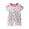 thumbnail image 1 of Faraee Baby Clothes Boy Girl Dinosaur Print Short Sleeve Romper Bodysuit Ribbed Cute One Piece Jumpsuit Infant Summer Outfit (Red,9-12 Months), 1 of 3