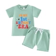 thumbnail image 1 of Faraee Baby Girl First Birthday Outfit In My One Year Old Era Top Short Sleeve 1st Birthday Shirt and Casual Shorts Clothing Set 6 12 18 Months Light Green, 1 of 7