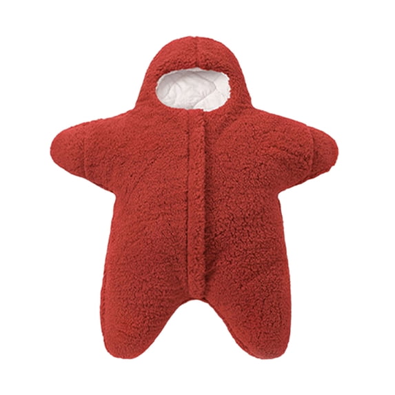 Faraee Baby Star Shaped Fleece Sleep Sack Hooded Warm Infant Swaddle Wrap Thick Plush Wearable Blanket for Newborn Toddler 3‑12M