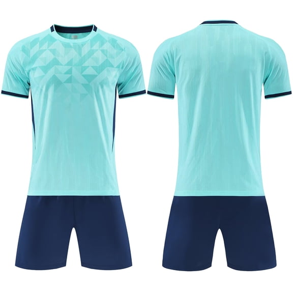 Faraee Boy Soccer Outfit for Team Sports Short Sleeve T-Shirt and Shorts Set Toddler Summer Clothes for Sports Training Casual Wear Sky Blue 7-8 Years