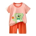 thumbnail image 1 of Faraee Boy Toddler Baby Summer Clothes 3 6 12 18 Months 2T 3T 4T 5T Girls Outfits Short Sleeve Cartoon Print T-Shirt Tops & Shorts Sets (6-9 Months,Light Pink), 1 of 3